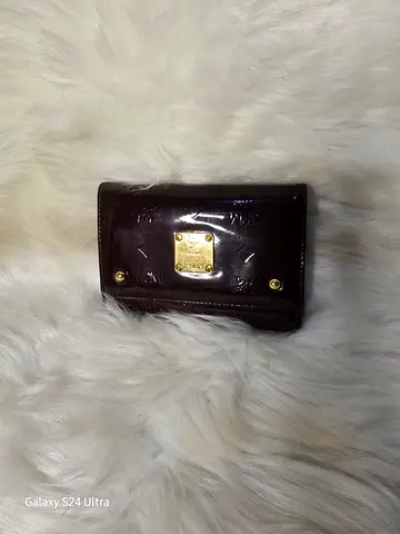 Mcm Brown patent leather women's wallet with gold hardware