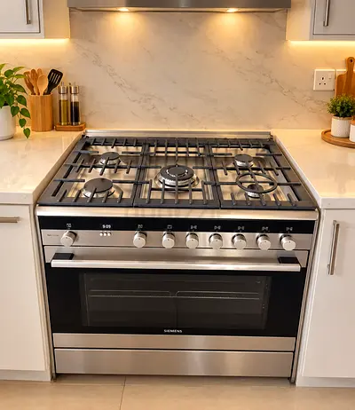 Siemens New Model 5 Burner Full Gas Cooker. Made Italy. Size 90Cm.