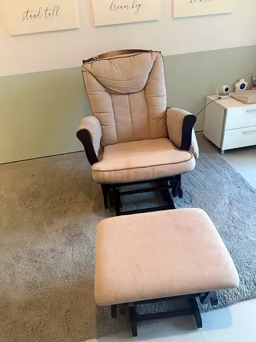 Beige glider rocking nursing chair with ottoman - good condition