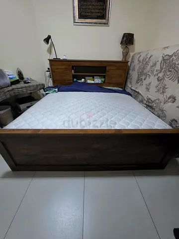 Solid wood double bed frame King Size with headboard and storage With Brand new medicated mattress