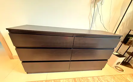 Minimalist Black 6-Drawer Dresser / Chest - Good Condition