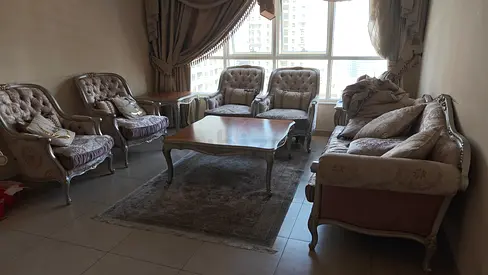 Classic 3-piece sofa set with 3 armchairs and coffee table — good condition