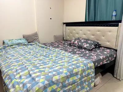 Queen size upholstered bed with headboard - good condition
