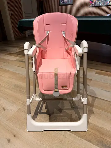 Pink Adjustable Baby High Chair with Tray - Good Condition
