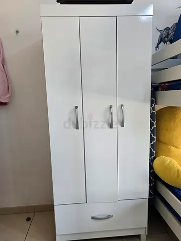 White 3-Door Wardrobe with Drawer - Compact Storage