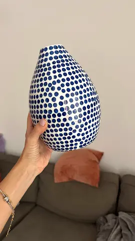 Blue dotted ceramic vase — medium decorative vase