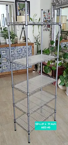 Metal 6-Tier Wire Shelving Unit — 59 x 21 x 11 inch, Good Condition