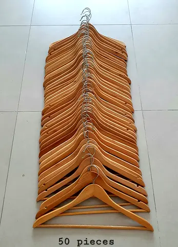Set of 50 Wooden Clothes Hangers - Natural Finish