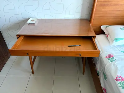 Mid-century wooden bedside table with drawer