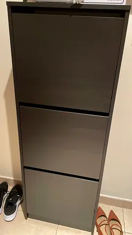 IKEA Bissa/ shoe cabinet - tall black, 3 compartments (good condition)
