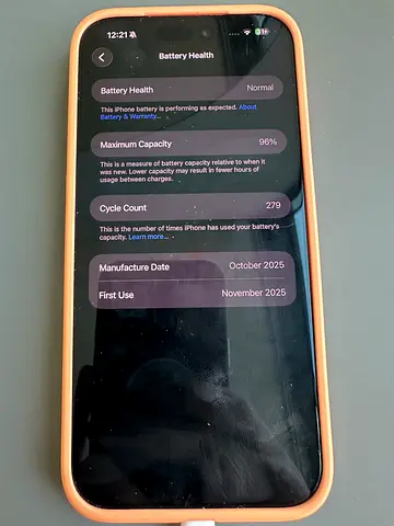 Iphone 17 pro MAX 512 GB Batery life 96%