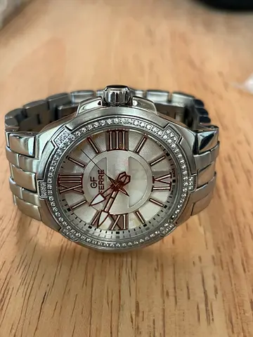 Gray stainless steel GF Ferre wristwatch with crystal bezel
