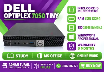 DELL OPTIPLEX 7050 TINY RAM 8GB DDR4 INTEL CORE i5 6TH GENERATION SSD 256GB NVME M2