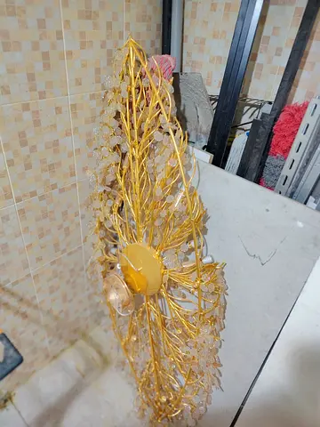 Stunning Gold & Crystal Feather / Leaf Wall Sconce / Chandelier for sale