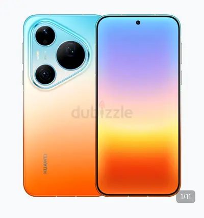 Huawei smartphone - good condition, 3 rear cameras, gradient orange/blue