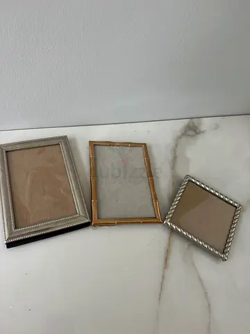 Set of 3 Small Decorative Photo Frames - Gold & Silver