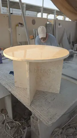Custom made Round beige travertine stone coffee table
