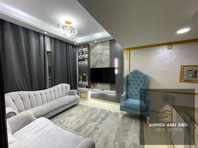 Apartment for rent: 1 bedroom, living room, kitchen, and bathroom. Furnished. Location: Al Humaidiya area, Garden City Towers. Annual rent (furnished