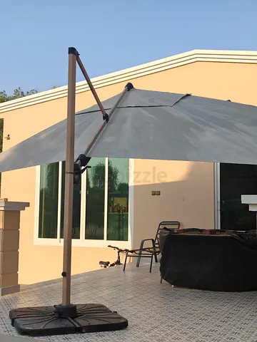 Large Cantilever Patio Umbrella with Base - Good Condition