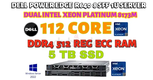112 CORE DELL POWER EDGE R640-2 INTEL XEON PLATINIUM 8173M CPU-5 TB SSD-1U SERVER