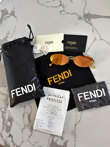 Original Fendi sunglasses first crystal oval frame Gold