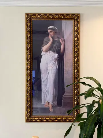 Framed Classical Oil-Style Portrait of Woman — Tall Decorative Painting
