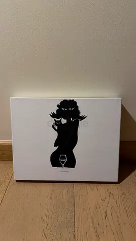 “ A woman with a cat ” Minimalist Black Silhouette Painting on Canvas
