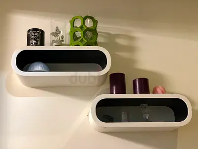 Pair of Modern Oval Floating Wall Shelves - White