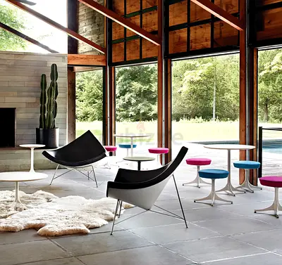 x2 Vitra Coconut Chairs armchairs by George Nelson black leather