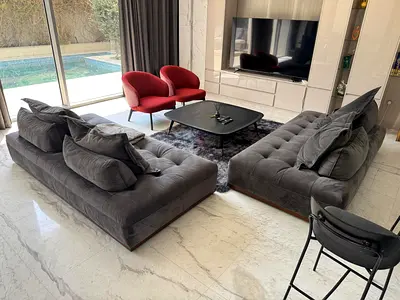 Selling high quality Marina Home Dywan L Shape Sofa Black Like brand new