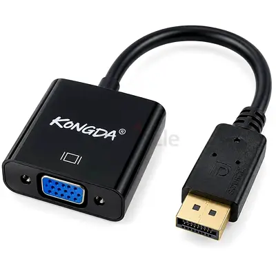 Kongda DisplayPort to VGA Adapter – DP Male to VGA Female – Full HD – Brand New