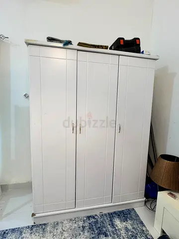 White 3-Door Wardrobe / Armoire in Good Condition