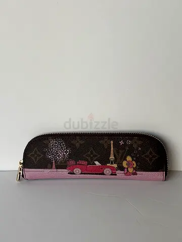 Small Louis Vuitton zip pouch/wallet in brown monogram with pink trim