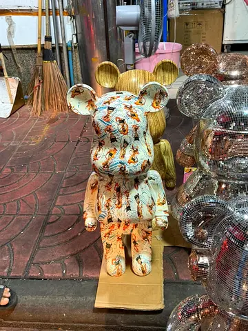 Decorative Bear Sculpture — Patterned Resin Collectible (Approx 60cm)