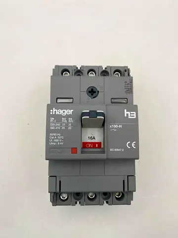 Hager h3 x160-H 3-Pole 16A MCCB (HHA016Z) – 25kA/20kA Moulded Case Circuit Breaker