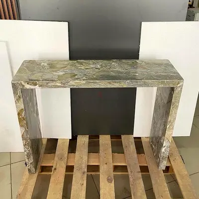 Custom Marble Console Table with Rounded Edge Design