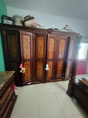 Large Vintage Solid Wood Wardrobe / Armoire , Bed & Coat