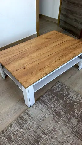 Solid Wood Top Coffee Table with White Frame - Good Condition