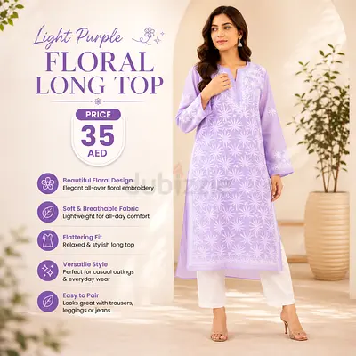 Light Purple Floral Long Top