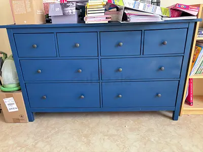Blue 8-Drawer Wooden Dresser / Chest of Drawers - Good Condition