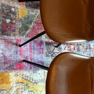 Set of 2 Brown Faux Leather Dining Chairs with Metal Legs