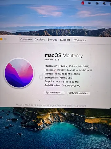 MacBook Pro 13-inch (Mid 2015) - i7 - macOS Monterey, 16GB RAM, 512GB SSD