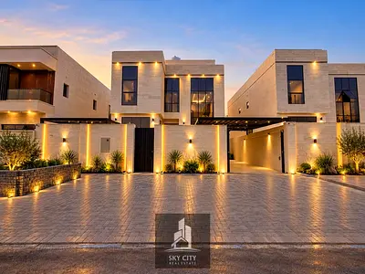 Villa for sale featuring luxurious, custom-grade finishes; comprises two floors plus a rooftop terrace and five master bedrooms. It boasts a sophistic