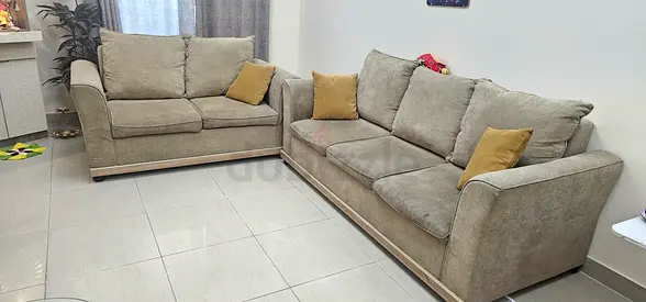 Three + Two-seater fabric sofa in good condition