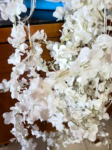 White Artificial Flower Garland / Decorative Floral Spray —2 sets Good Condition