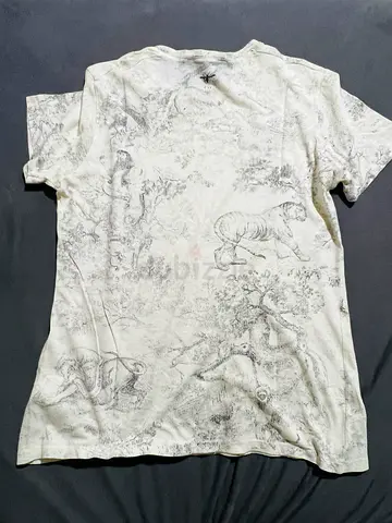 Dior Diorodeo Light blue and beige womens short sleeve printed T-shirt, size L light usage