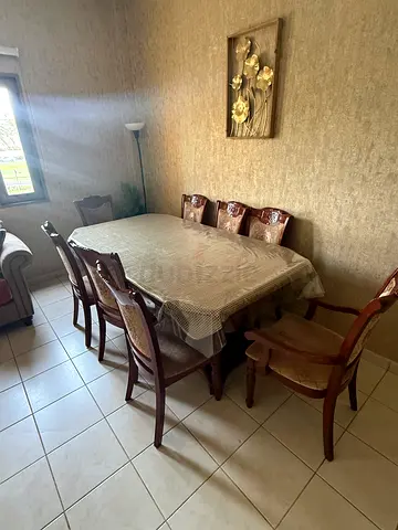 Solid wood dining table with 8 chairs