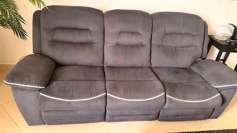 Gray 3-Seater Recliner Sofa - Comfortable Upholstered Lounge