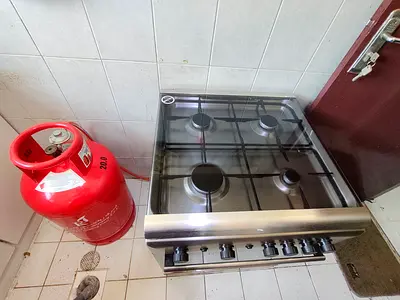 Stainless Steel 4-Burner Italian brand Ariston Gas Stove with Medium Gas Cylinder and more