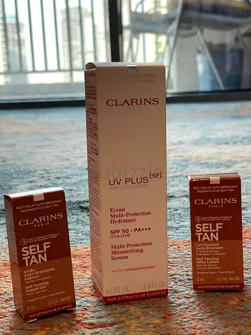 Clarins UV Plus SPF50 sunscreen + 2 Self Tan drops - unused